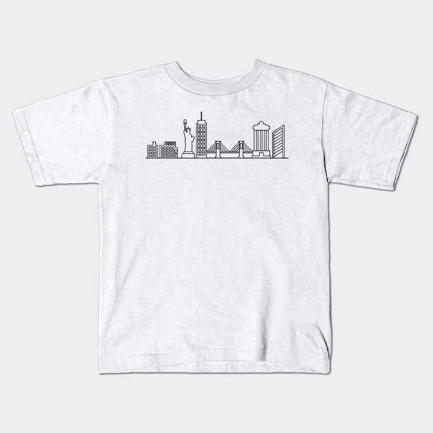 New York Skyline in black with details Kids T-Shirt by Mesyo